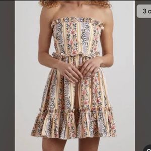 Agua by Agua Bendita Rosa Floral Strapless Mini Dress NWOT Size p Xs
